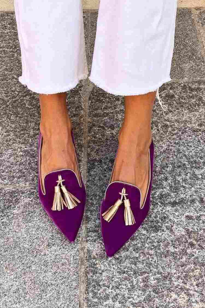 Loafers for kvinner | Frynse detalj spiss tå