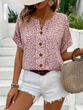 Damebluse | Blomstertrykk med knapper foran