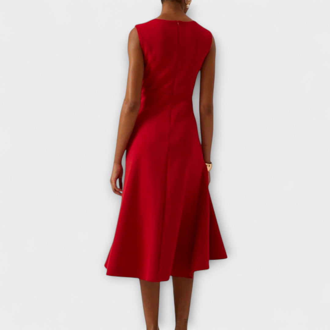 Dame Cocktail Midi Kjole | Asymmetrisk Uten Ermer