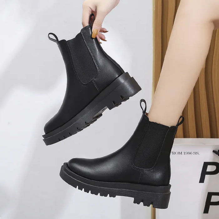Dame Chelsea Boots med Chunky Sål og Elastiske Sider