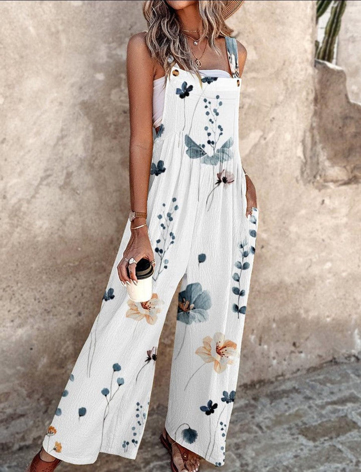 Kvinners Vide Jumpsuit | Uten Ermer Blomster