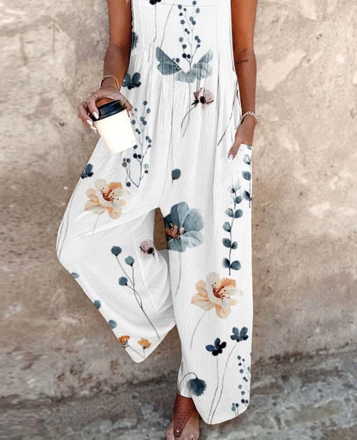 Kvinners Vide Jumpsuit | Uten Ermer Blomster