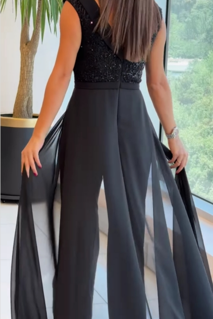 Dame Jumpsuit | Uten Ermer Paljett Bodice Overlay