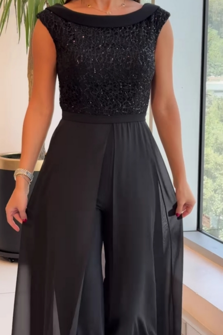 Dame Jumpsuit | Uten Ermer Paljett Bodice Overlay