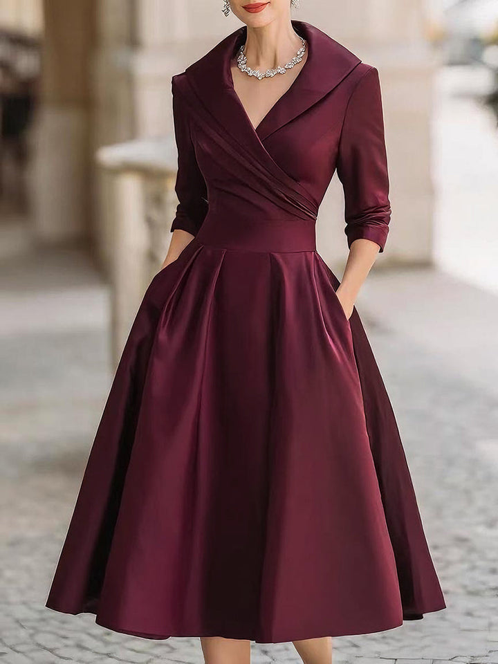 Dame Cocktail Midi Kjole | A-Linje