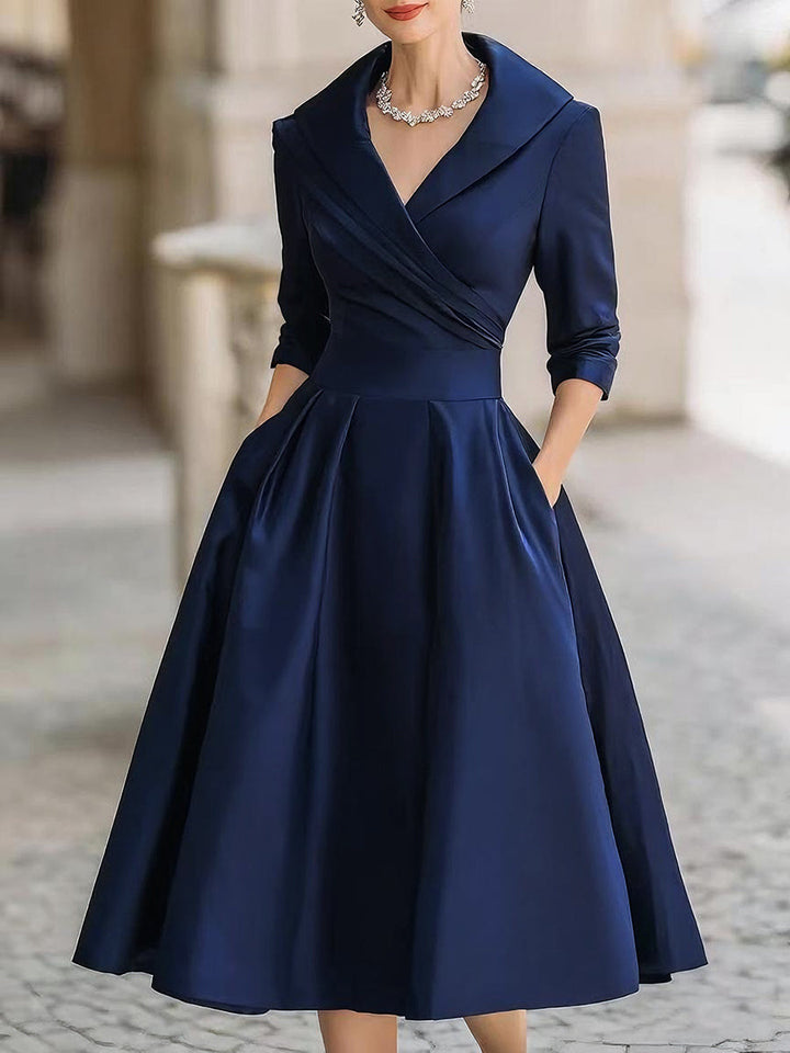 Dame Cocktail Midi Kjole | A-Linje