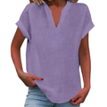 Damebluse | V-hals Korte Ermer