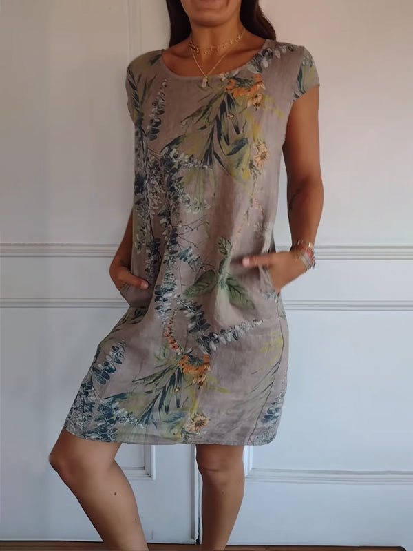 Kjole for Damer | Botanisk Trykk Shift Mini
