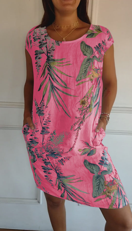 Kjole for Damer | Botanisk Trykk Shift Mini