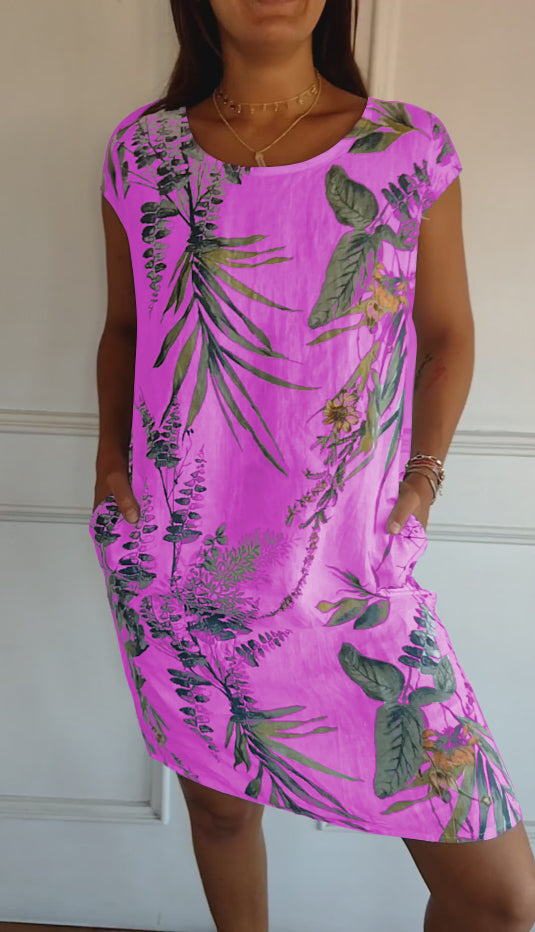 Kjole for Damer | Botanisk Trykk Shift Mini