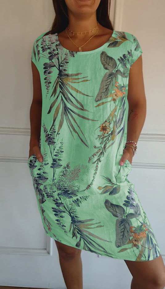 Kjole for Damer | Botanisk Trykk Shift Mini