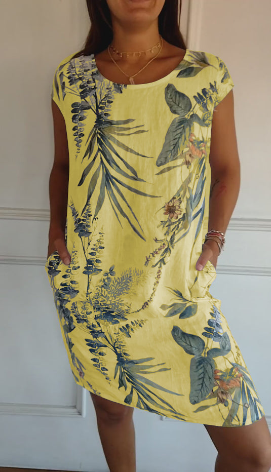 Kjole for Damer | Botanisk Trykk Shift Mini