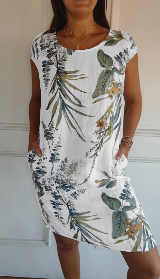 Kjole for Damer | Botanisk Trykk Shift Mini