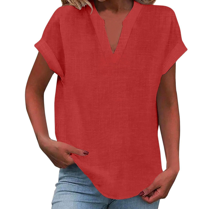 Damebluse | V-hals Korte Ermer