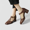 Blokkhæler for kvinner | Lukket tå T-stropp