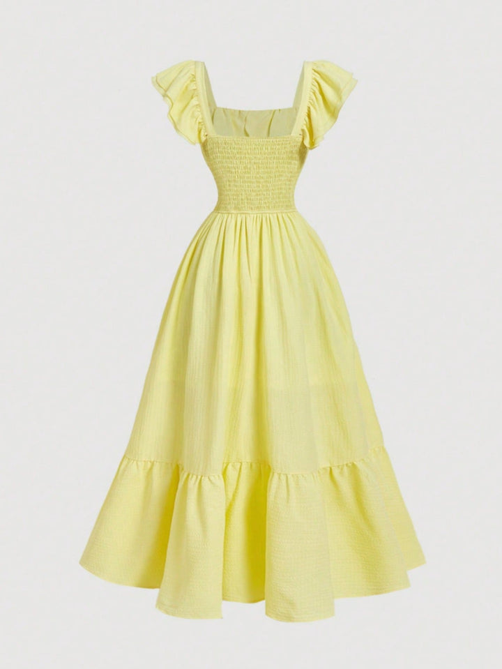 Kvinne Cocktail Maxi Kjole | Off-Shoulder Volanger