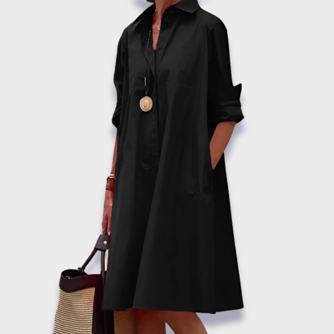 Dame Polo Kjole | Krage Midi Langermet