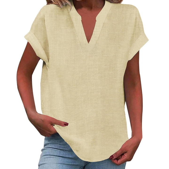 Damebluse | V-hals Korte Ermer