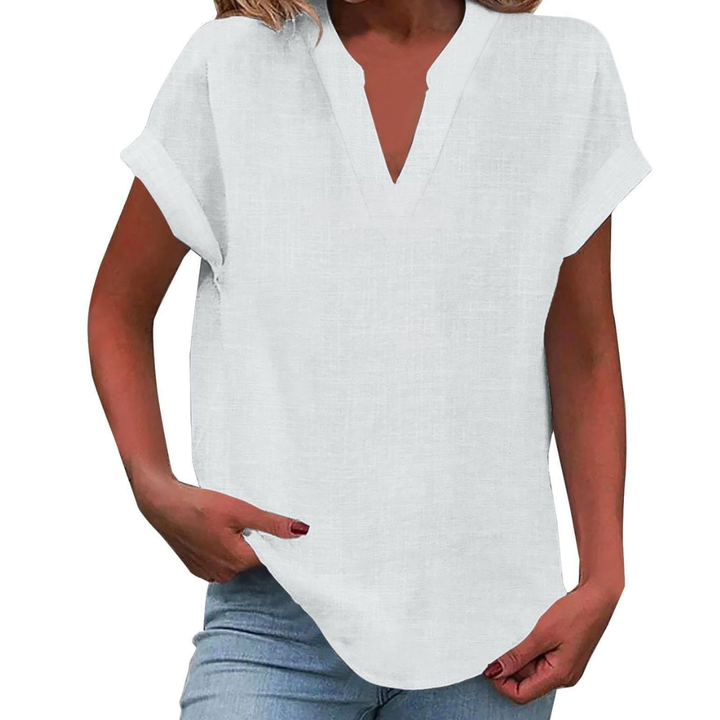 Damebluse | V-hals Korte Ermer