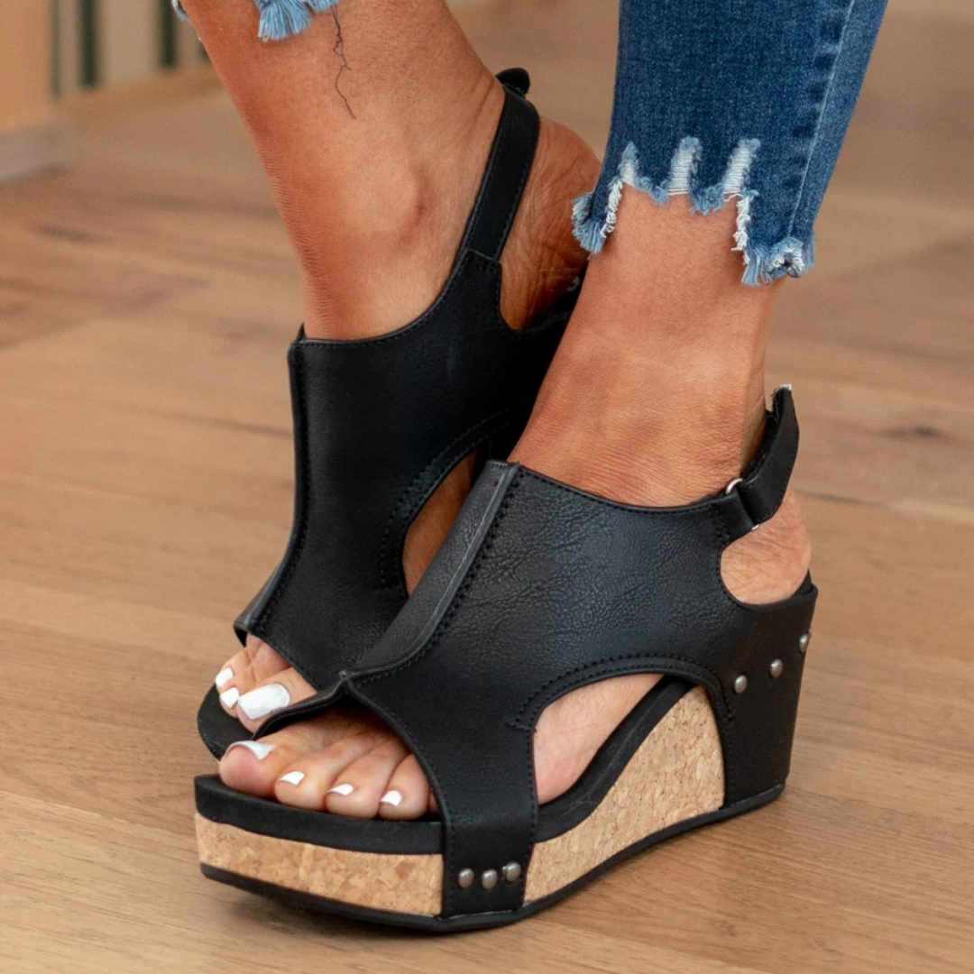 Sandaler for kvinner | Åpen tå slingback med kilehæl