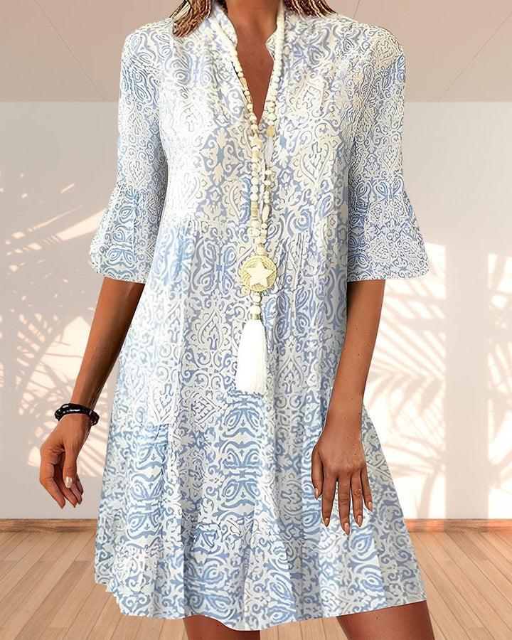 Kvinnens Boho Midi Kjole | Blomster