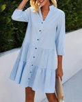 Dame Sommerkjole | V-Hals Mini Knappefront