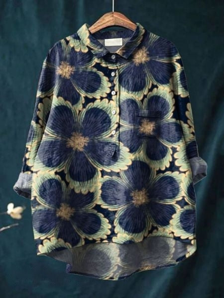 Kvinnebluse | Blomstret Med Knapper