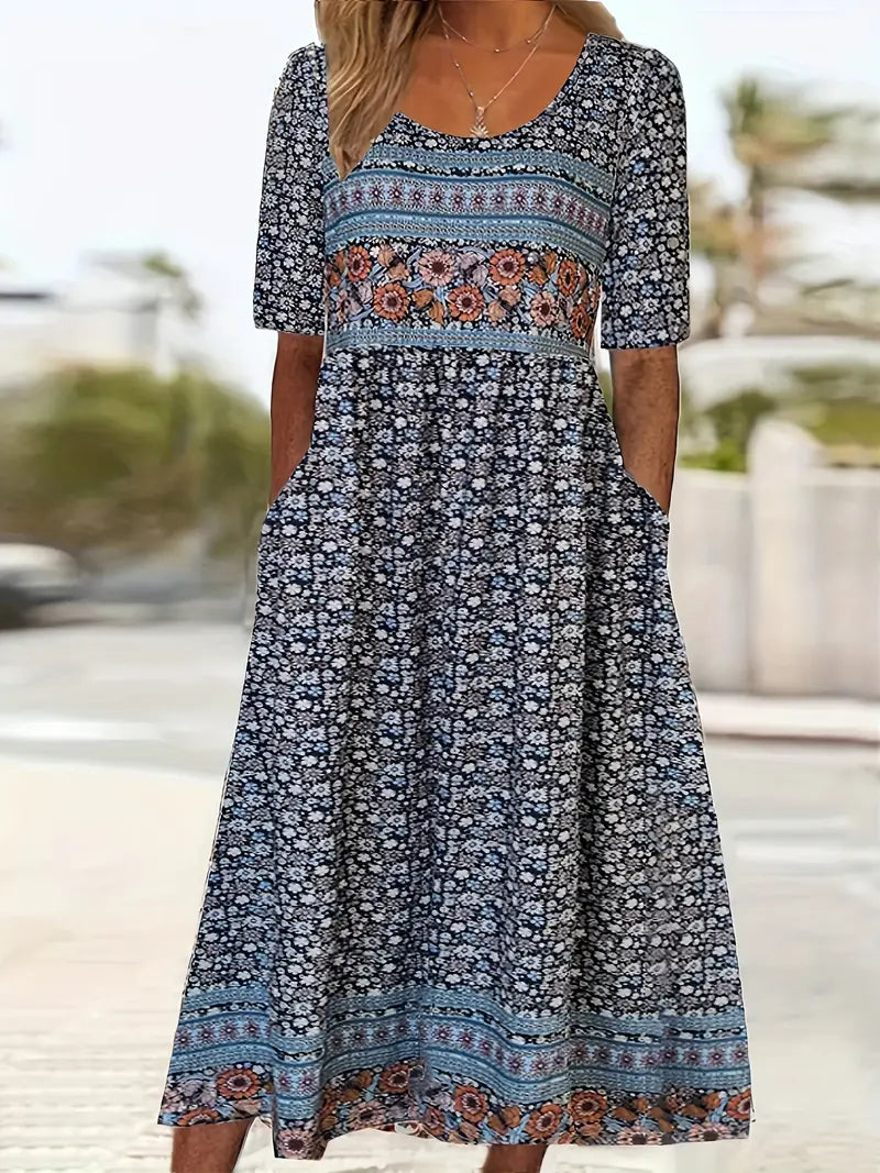 Kjole for kvinner | Boho Trykk Midi