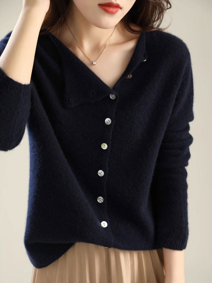 Dame Cardigan | V-Hals Med Knapplukking
