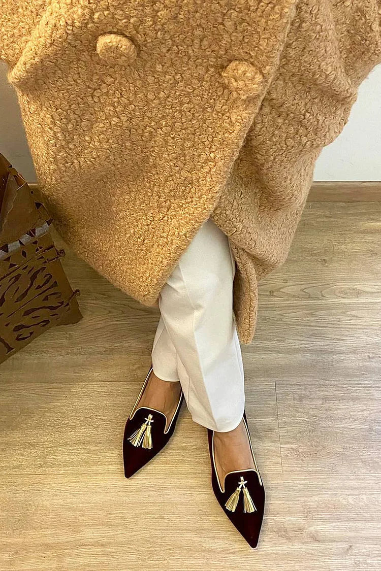 Loafers for kvinner | Frynse detalj spiss tå