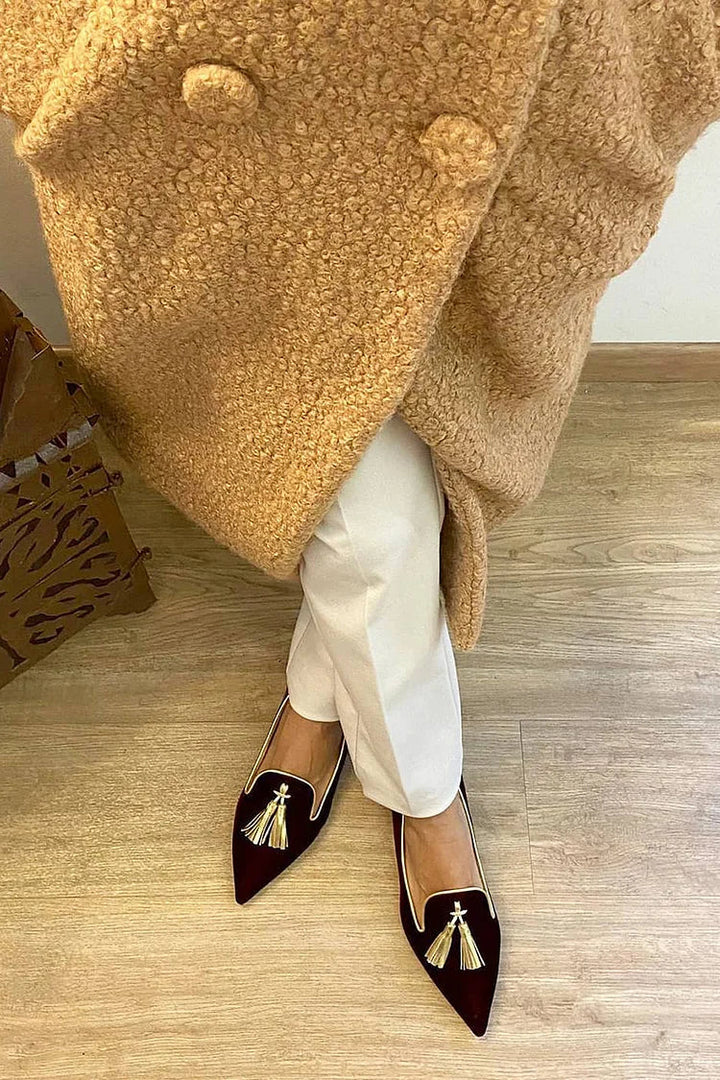 Loafers for kvinner | Frynse detalj spiss tå