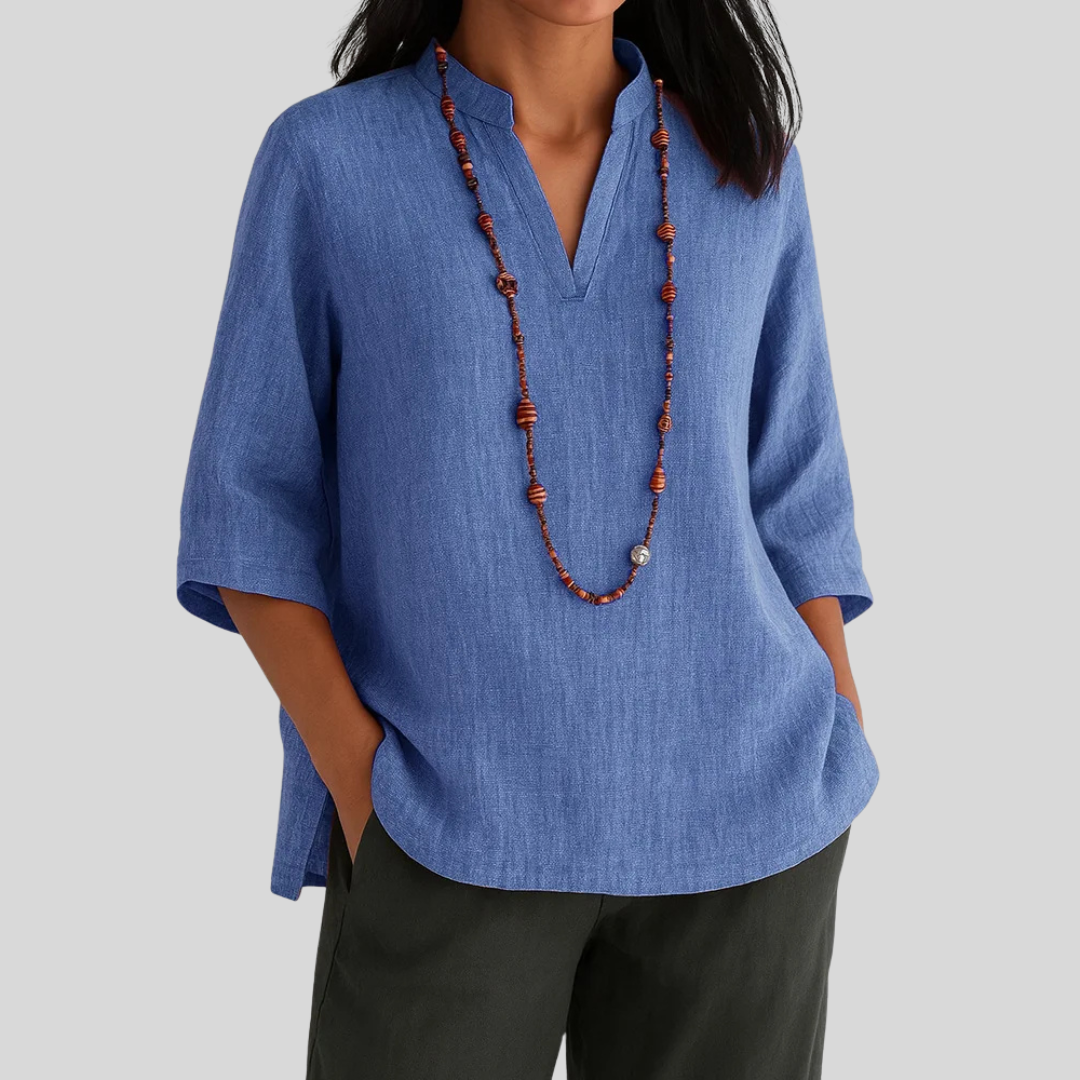 Kvinnebluse | V-Utforming Trekvart Erme
