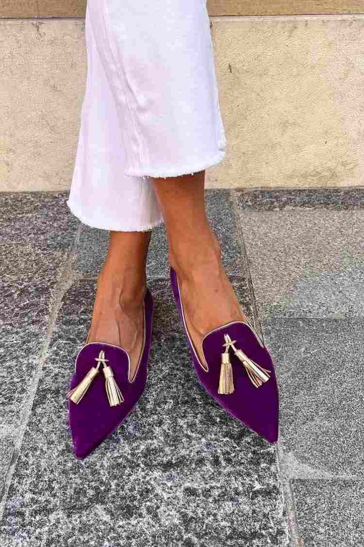 Loafers for kvinner | Frynse detalj spiss tå