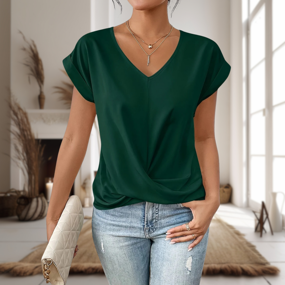 Damebluse | V-hals Twist Front