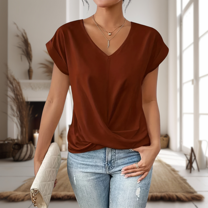 Damebluse | V-hals Twist Front