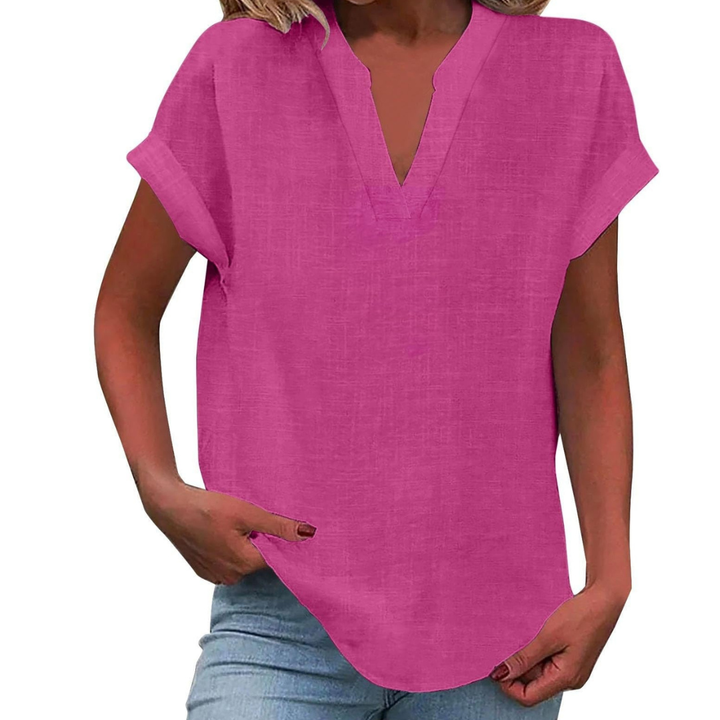 Damebluse | V-hals Korte Ermer
