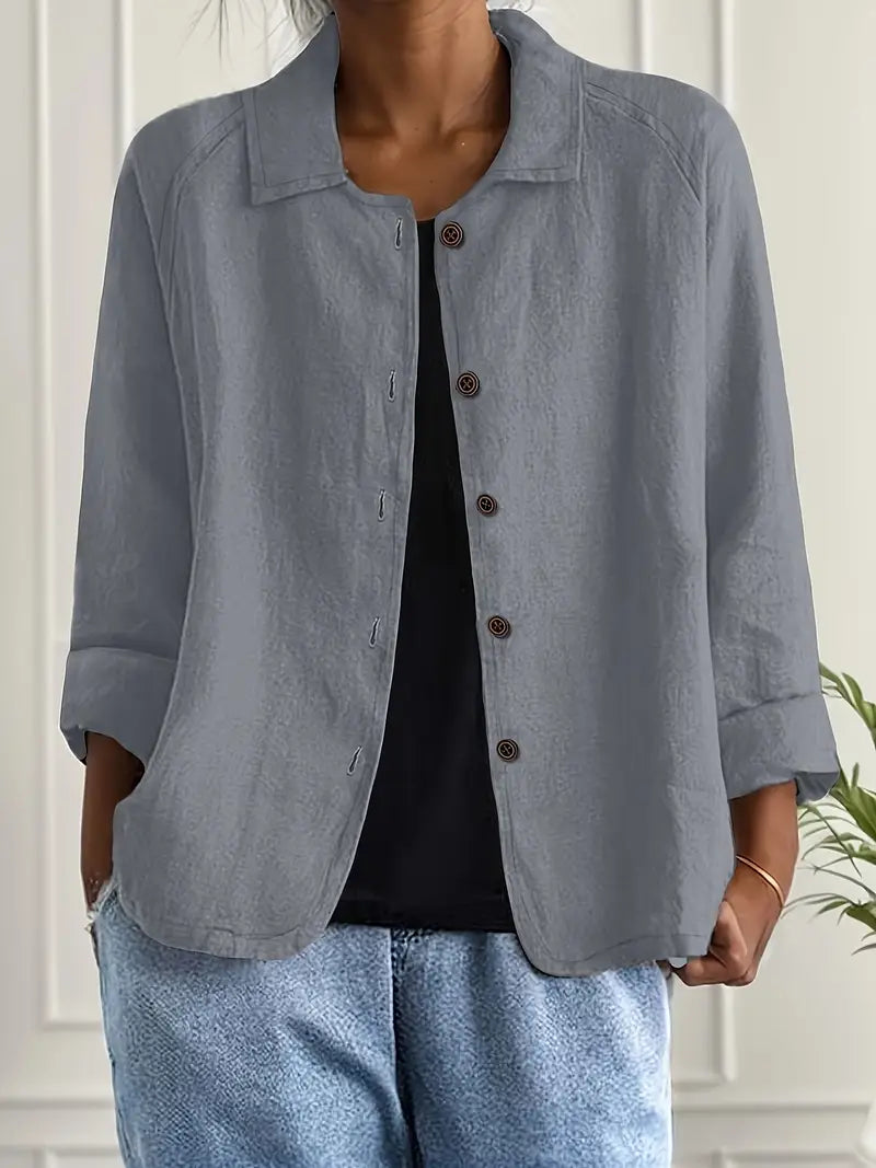 Damebluse | Langermet Knapp-Up