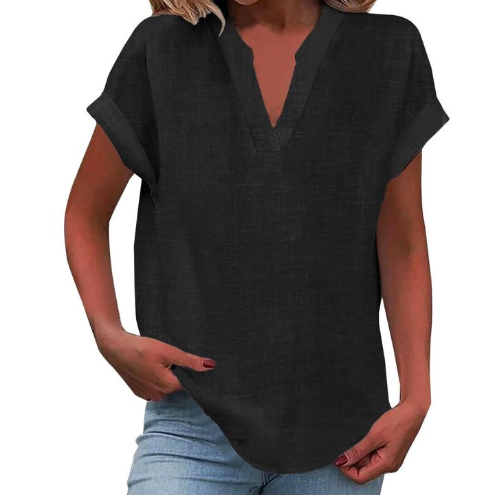 Damebluse | V-hals Korte Ermer