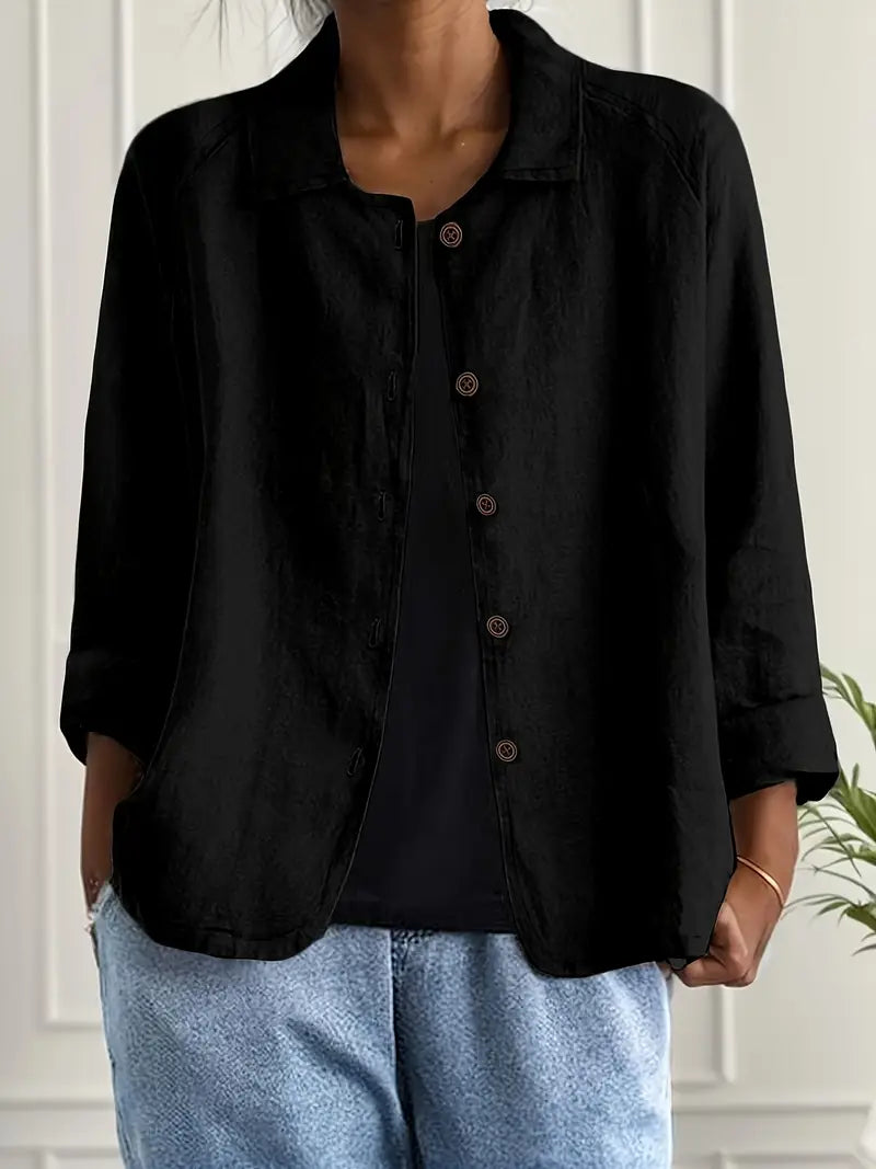 Damebluse | Langermet Knapp-Up