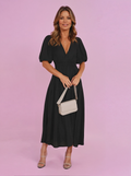 Kvinne Cocktail Midi Kjole | Smocket V-hals