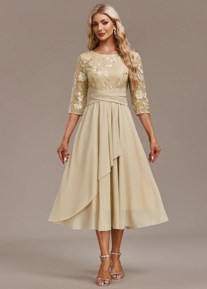 Kvinnekjole | Brodert Rund Hals Midi
