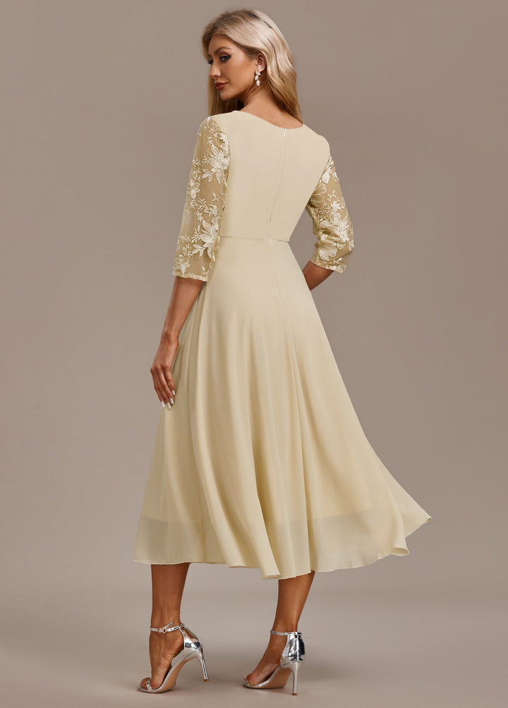 Kvinnekjole | Brodert Rund Hals Midi