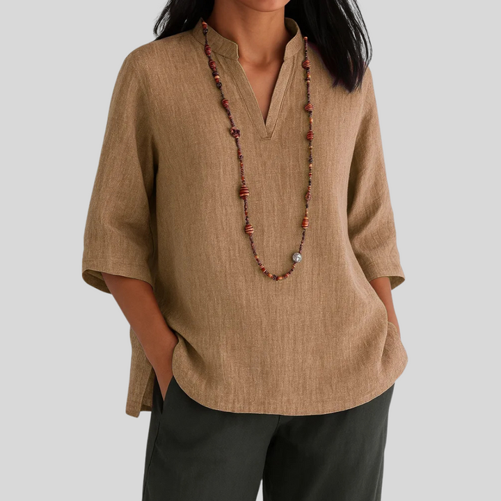 Kvinnebluse | V-Utforming Trekvart Erme