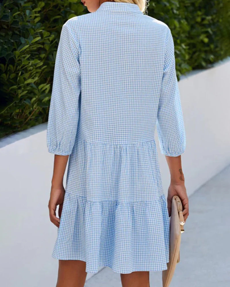 Dame Sommerkjole | V-Hals Mini Knappefront