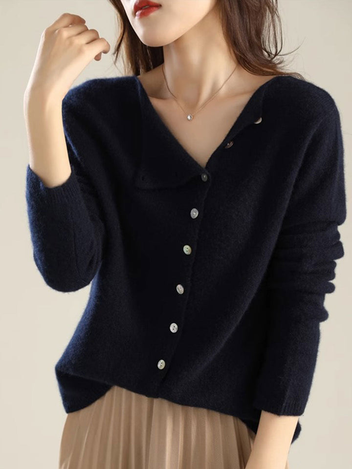 Dame Cardigan | V-Hals Med Knapplukking