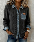 Kvinnebluse | Kabelmønster Bluse med Knapp foran