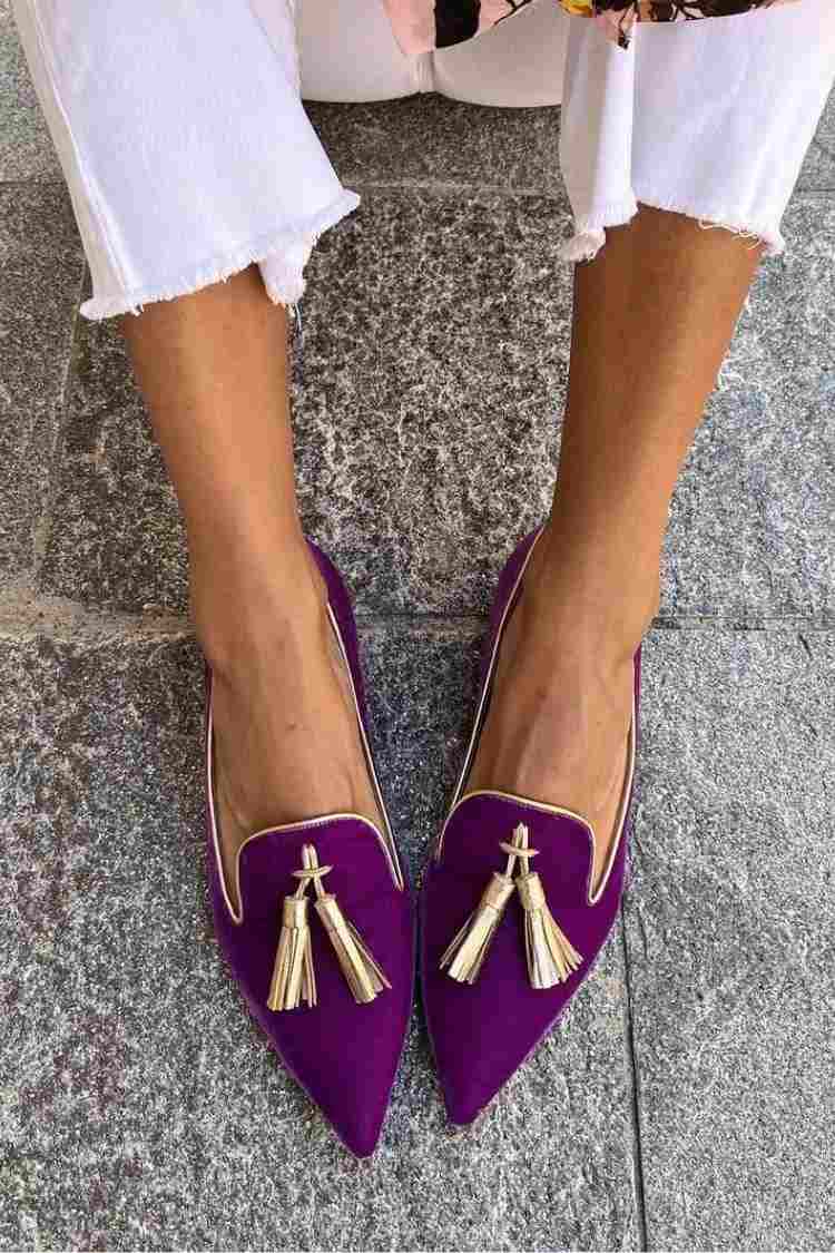 Loafers for kvinner | Frynse detalj spiss tå