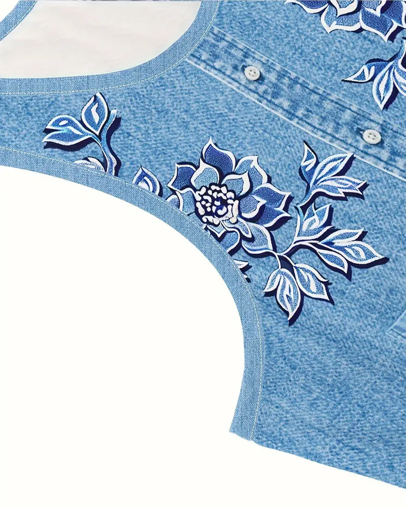 Kjole for kvinner | Uten ermer med blomsterknapper