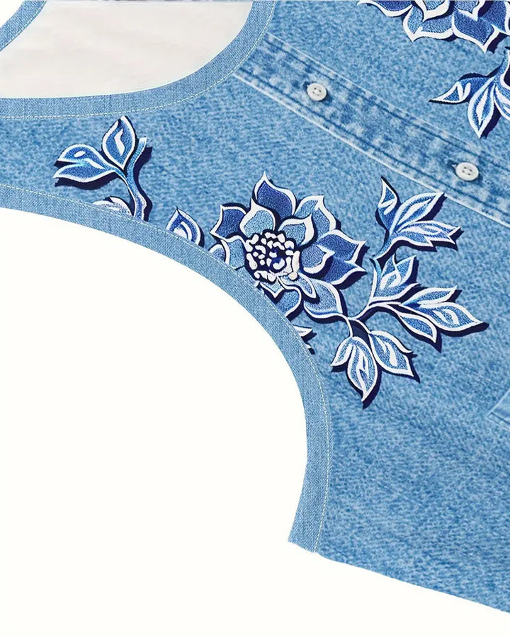 Kjole for kvinner | Uten ermer med blomsterknapper