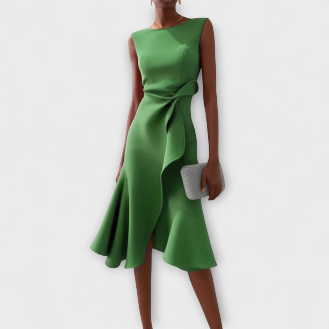 Dame Cocktail Midi Kjole | Asymmetrisk Uten Ermer